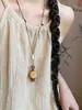 Collar Colgante de Cuentas de Madera Estilo Étnico Retro, Elegante de Moda, Cadena Clavicular de Nicho, Versátil con Estilo, Joyería de Alta Gama para Mujeres