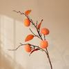 Adornos de Caqui Fruta Decoración de Pasillo Flores Falsas Jarrón Decoración Arreglo Floral Sala de Estar Mueble de TV Ramas Secas