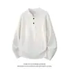 Suéter Henley de Punto Texturizado de Manga Larga Estilo Coreano Old Money Nuevo Otoño 2026 para Hombre, Capa Base de Punto de Alta Gama