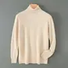 Nuevo Suéter de Lana 100% Pura para Hombre Otoño e Invierno Primera Línea Listo para Usar Cuello Alto Holgado Casual Tejido de Lana Suéter