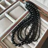 Collar Nuevo Estilo Ágata Negra 2026 para Mujer, Cadena para Clavícula de Vidrio Oscuro con Perlas de Lujo, Cadena de Cuello Moderna y Versátil