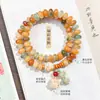 Pulsera de Doble Vuelta de Semilla de Bodhi Estilo Chino Nuevo de Dunhuang Raíz de Bodhi Atrae Riqueza Estilo Chino Cuenta de Ábaco Wenwan Pulsera Jugable Estilo Mujer