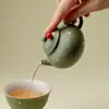 Tetera Tradicional China Verde con Filtro de Cerámica para Uso Doméstico, Incluye un Juego de Té de una Sola Tetera con Asa