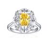 Anillo de plata de ley 925 Tonglin New Amazon venta caliente femenino fuegos artificiales Flor de hielo corte biselado rectangular 6*8 rodeado lujo incrustado