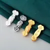 Pingente de Bambu da Paz e Boa Sorte Prata Pura S999 Dourado Retro Caractere de Bênção Contas Ruyi Acessórios de Corda Trançada DIY