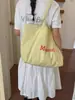 Bolsa de Lona Casual Tote de Grande Capacidade Leve com Estampa de Letra Estilo Coreano para Mulheres Novo Modelo 2026 Bolsa de Ombro Único