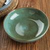 Creativo Cerámico Estilo Japonés Vintage 8.5 Pulgadas Horno Verde Hilo Plato Hondo Plato Plato Tazón Grueso Plato Hondo Tazón Grande