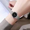 Estilo coreano transfronterizo ins estilo universitario redondo casual temperamento digital malla metálica correa simple cuarzo damas estudiante mano