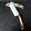 Venta Caliente Transfronteriza Piedra Cruda de Cristal Obsidiana Ópalo Cuchillo de Talla Pulido a Mano Daga Cuchillo Garra Adorno Decoración