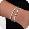 Nuevo Pulsera de Oro de 14K Estilo Ins de Amazon Pulsera de Zirconia Cadena de Perlas Millet Pulsera de Tres Piezas Tendencia Elegante