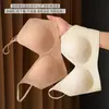 Sutiã push-up de tecido escovado sem costura para outono e inverno para mulheres, com alças finas, design pull-over, construção leve e design de suporte sem aro para seios pequenos, proporcionando calor e conforto