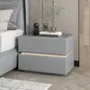 Mesita de Noche Inteligente de Lujo Ligero, Moderna y Sencilla, para Uso Doméstico en el Dormitorio, Gabinete de Mesita de Noche de Madera Maciza, Gabinete de Almacenamiento Multifuncional para Mesita de Noche, Completamente Ensamblado