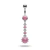 Anillos para el Ombligo de Zirconia de Cobre para Comercio Electrónico Transfronterizo con un Toque de Alta Gama, Anillos Rosas para el Ombligo de 'Hot Girl', Joyería para Piercings Corporales al por Mayor de Fábrica