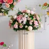 Bolas de Flores Penduradas em Parede Artificial e Arranjos de Flores de Chão Transfronteiriços para Decoração de Locais de Casamento e Banquete, Produtos Acabados de Flores Artificiais de Seda