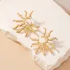 Pendientes de Joyería Transfronterizos Europeos y Americanos Ins Personalizados Geométricos Girasol Moda Exagerados de Aleación Pendientes para Mujer