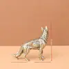 Latão Puro Cão Lobo Grande Cão do Zodíaco Cão Rural Chinês Peça Decorativa Vintage Ornamento de Artesanato Pet de Chá para Mesa