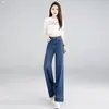 Jeans Reto de Cintura Alta Personalizado Emagrecedor para Mulheres Calças Largas Casuais Longas Bordado com Strass Quente