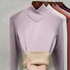 Camiseta Térmica Base de Polar con Cuello Superpuesto para Mujer, Nuevo Estilo Otoño e Invierno 2026, Cuello Semialto, Manga Larga, Forro Polar, Cálido Top de Seda y Lana