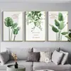 Pintura Decorativa para Sala de Estar Estilo Nórdico Planta Verde Fresca Flores Mural Celebridad de Internet Pared de Fondo para Sofá Dormitorio Sencillo