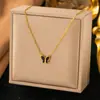Douyin Live Celebridad de Internet Lujo Accesible Ins Popular Collar de Mariposa Cadena para Clavícula para Mujer Collar de Oro de 18K que No se Desvanece Venta al por Mayor