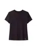 Camiseta de Lino Tencel Ajustada para Mujer 2026 Primavera/Verano Nueva Cuello Redondo Hombro Normal Color Sólido Versátil Botón de Concha Manga Corta