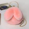 Bolso de Mano Exclusivo Transfronterizo de Piel Sintética Bolso de Hombro de Felpa Bolso de Orejas de Conejo Bolso de Mano de Princesa Bolso de Hombro de Cuero Sintético para Mujer