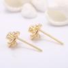 Pendientes de plata 925 transfronterizos con incrustaciones de circonitas y flores, accesorios de joyería DIY, venta al por mayor