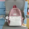 Bolsa escolar para niña con ribete de encaje estilo japonés mochila linda estilo academia ins espalda de gran capacidad para estudiante de secundaria a cuadros