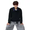 Nova Sweatshirt Masculina Outono 2026 Estilo Coreano Tendência Patchwork, Caimento Solto, Tamanho Grande, Jaqueta Fashionable para Jovens