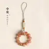Cadena para Teléfono Colgante de Cuarzo Fresa Natural Encanto para Bolso Unidad USB Anillo Cordón Anti-caída Colgante de Piedra Solar Tejido a Mano para Mujer
