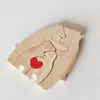 Adorno de Rompecabezas de Madera con Oso Abrazando a su Cría Transfronterizo para Dormitorio y Sala de Estar, Artesanías de Madera Maciza Familiares Cálidas para Exportación