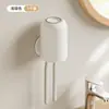 Conjunto de Copo de Boca à Prova de Mofo para Banheiro Sem Furos Porta-Escova de Dentes Tanque de Dentes Copo de Lavar Material Ecológico Estilo Luxo Leve Doméstico