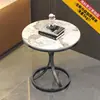 Mesa auxiliar de piedra sinterizada de lujo ligero mesa de café pequeña mesa de esquina para sofá de sala de estar de mármol mueble auxiliar mesa redonda pequeña móvil para balcón