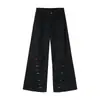 Calças casuais de retalhos curvos estilo americano cleanfit simples, largas, de perna larga, compridas, da moda, para homens e mulheres, para atacado transfronteiriço