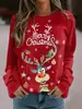 Moletom de Natal Europeu Masculino Gola Redonda Estampa 3D Rena Boneco de Neve Manga Longa Pulôver Outono Inverno Nova Blusa