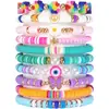 Nuevo pulsera de amistad de arcilla blanda dopamina linda transfronteriza, corazón, cara sonriente, estrella, conjunto de accesorios con cuentas LOVE