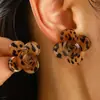 Brincos Europeus e Americanos Transfronteiriços Estampa de Leopardo Floral Retro Moda Merade Nicho Personalidade Única Joia Geométrica para Orelha para Mulheres