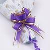 Cinta de Organza con Lazo, Atada a Mano, Color Dorado con Borde Dorado, Patrón de Piedra, Tamaño Mediano, 30 #, Para Empaquetar Regalos Navideños y Flores