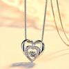 Collar de plata estilo coreano para mujer, cadena de clavícula con incrustaciones de diamantes y colgante de circonita en forma de corazón, collar de plata para mujer