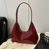 Bolso de nicho estilo coreano de charol brillante, bolso baguette con forma de media luna para mujer, bolso de hombro para mujer, bolso de mano para mujer, bolso de moda para debajo del brazo
