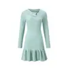 2026 Otoño Europeo Nuevo Estilo Elegante Adelgazante Moderno Versátil Color Sólido Manga Larga Volantes Vestido Mujer
