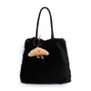 Bolso Tote de Peluche de Gran Capacidad para Viajes Diarios de Mujer 2025 Otoño Nuevo Casual Simple Estilo Extranjero Bolso de Hombro Único