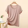 Camiseta básica nova de modal com manga curta para mulheres, versátil, solta, casual, simples, confortável, top fino