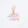 Pingente de gota de óleo de desenho animado rosa, pingente de liga em tom rosa, acessórios DIY, chaveiro decorativo, acessórios atacado