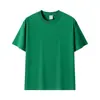 Primavera y verano Nuevo 230g hombro algodón puro color liso manga corta camiseta hombres y mujeres moda cuello redondo base lisa camiseta venta al por mayor