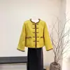 Nueva Chaqueta Jacquard Estilo Chino de Piel de Visón Real con Acolchado de Algodón Invierno 2025 Nueva Cálida Cuello Redondo con Bolsillos Laterales Chaqueta Estilo Occidental para Mujer