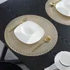Mantel individual redondo hueco de PVC estilo europeo nuevo concha de perla aislamiento térmico impermeable a prueba de aceite antideslizante protección ambiental para mesa