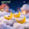 Llavero de plástico con forma de luna durmiendo, cachorro, conejo, oso, gatito, animal, micropaisaje, artesanías, adornos.