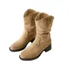 Botas Western Holgadas de Ante para Mujer que Aumentan la Altura Interior, Estilo Retro Nuevo Primavera y Otoño 2026, Talla Pequeña, Botas tipo Martin con Tacón Grueso