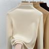 Camiseta Térmica de Felpa con Cuello Medio y Tejido de Aire para Mujer, Ropa Interior de Otoño e Invierno, Nuevo Estilo 2026, Forrada de Felpa, Tacto de Alta Gama, Top para Abrigo